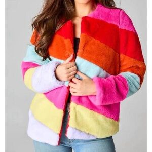 Buddy Love Multicolor Striped Teddy Jacket